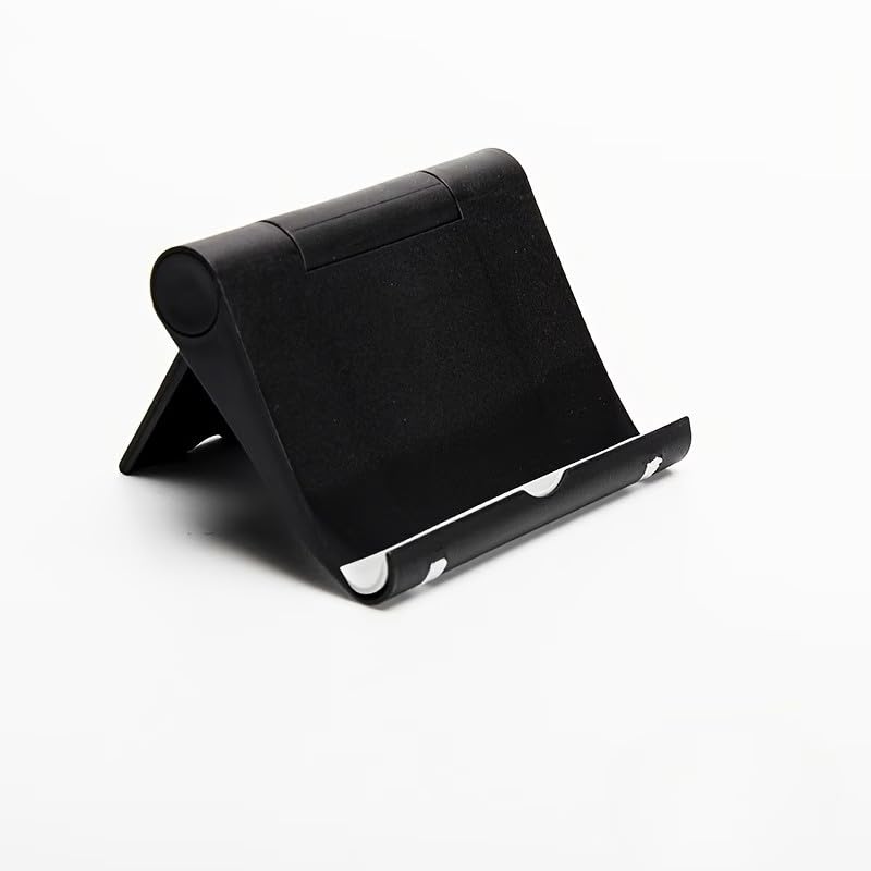 Foldable Cell Phone Stand for Desk, Multi-Angle Adjustable Tablet Holder, Portable Mobile Phone Dock for Home Office Travel, Universal Desktop Stand for Phone Tablet E-Reader, Black