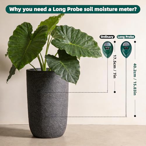 2 Pack 40cm Soil Moisture Meter, High Precision Garden Plant Moisture Meter