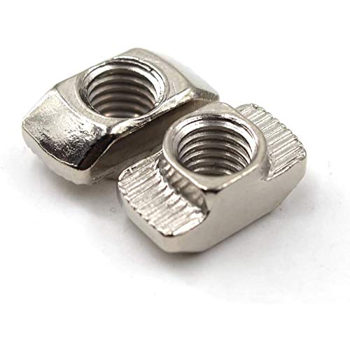 Still Awake 50pcs 4545 Series M6 Thread T Nuts Hammer Head Fastener Nut Sliding T-Nut, Nickel Plated Carbon Steel, 10mm (4545 Series M6)