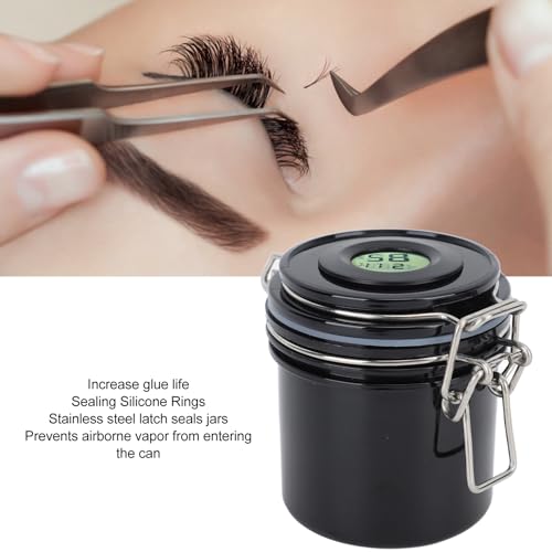 Eyelash Glue Storage Jar 250ml Thermometer Hygrometer Lash Extension Glue Storage Container (black), shenruifafn15cy2rdz-11