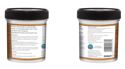 Rustins AWOOT250 Acrylic Wood Filler, Teak, 400g- Multi-Purpose Wood Repair Compound for Cracks, Gaps, & Surface Imperfections – Quick-Drying, Sandable, & Paintable for Interior & Exterior Use 250 ml