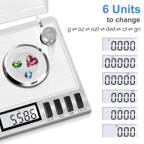 Fuzion Digital Milligram Scale, 50g/0.001g Powder Scale with 6 Accessories Silver