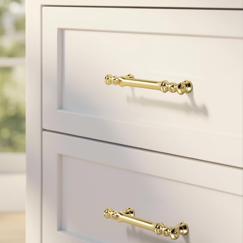 Fashionable and Minimalist Cabinet and Wardrobe Handles, Suitable for Drawers, Cabinet Doors, wardrobes, cabinets, Shoe cabinets, and Furniture Handles (10, Bright Gold, 3.78inch) 10
