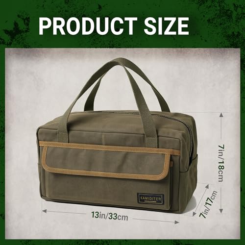 Retro Handled Utility Small Tote with Contrasting Color Accents- All Purpose Tool Bag for Work/Home/Car Storage (ArmyGreen) ArmyGreen