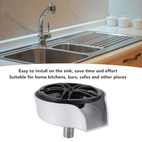 Ejoyous Automatic Glass Rinser, Stainless Steel Cup Washer for Kitchen Sink Professional Rust Resistants Pressure Glass Washer with Efficient Cleaning for Home Bars Cafes (Silver)