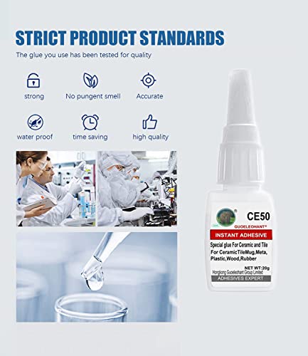 Ceramic and Tile Repair Glue - Instant Super Adhesive for Mug, Metal, Plastic, Wood, Rubber, Glass, Silicone, Leather, DIY Craft (20g/Clear)