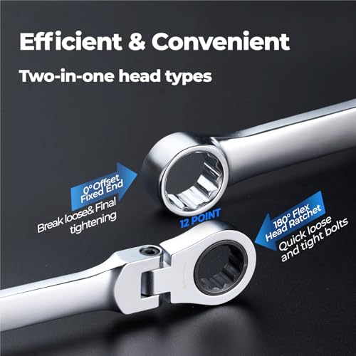 toolant 21mm Extra Long Ratcheting Wrench Flex Head Metric Flex Head Ratchet 21 mm 1