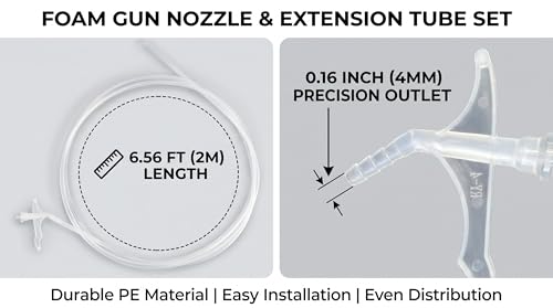Spray Foam Nozzles, 6.56 Foot Length,1-Pack Replacement Tubes for Expansion Foam and 15 Tips,Caulking Suitable for DIY Spray Painting,Gun style