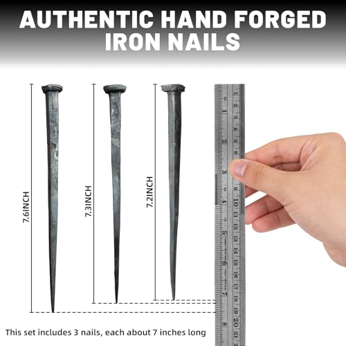 3 Pcs Iron Nails, Hand Forged Rustic Crucifixion Cross Nails