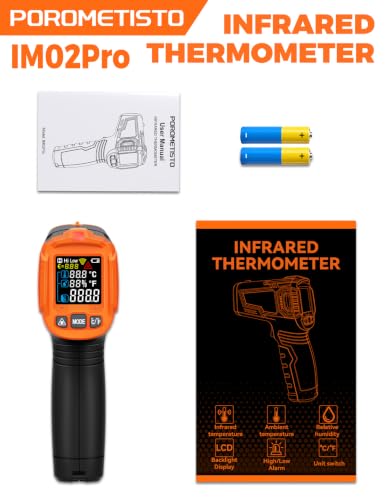 3 in 1 Digital Infrared Thermometer Gun with High/Low Alarm POROMETISTO IM02PRO