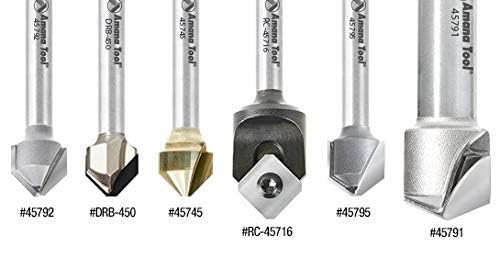 Amana Tool - 45792 Carbide Tipped Double Edge Folding V-Groove 90 Deg x 0.090" Tip Wid 3/8 CH x 1/2 D x 1/4 Inch SHK