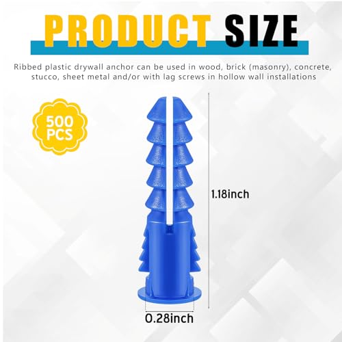 500 Pcs 8-10-12 x 1-1/4 Inch 1 (Blue) Blue 500