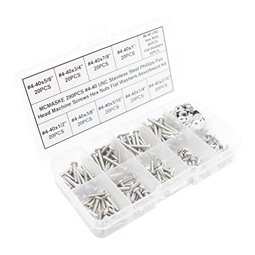 #4-40 UNC 304 SS Phillips Pan Head Screws Hex Nuts & Washers Kit #4-40UNC