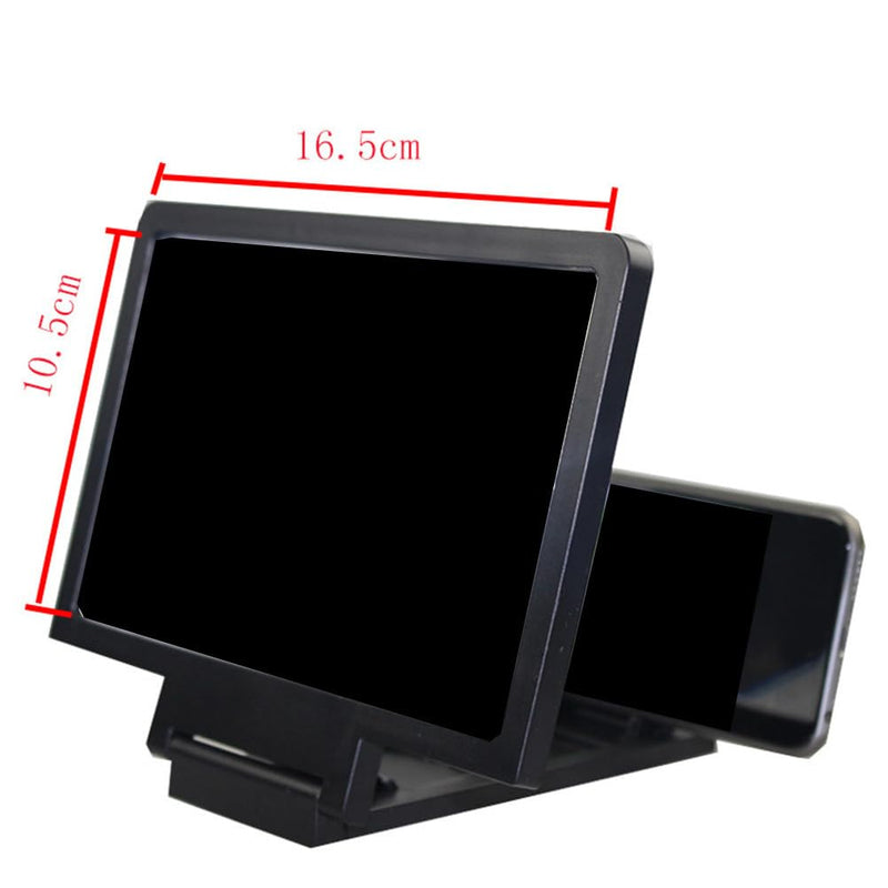 Phone Screen Magnifier and Cellphone Holder Stand, HD Enlarged Screen Bracket for Smartphone Video Viewing, Black Plastic Amplifier Compatible with Phones, Travel and Home Use
