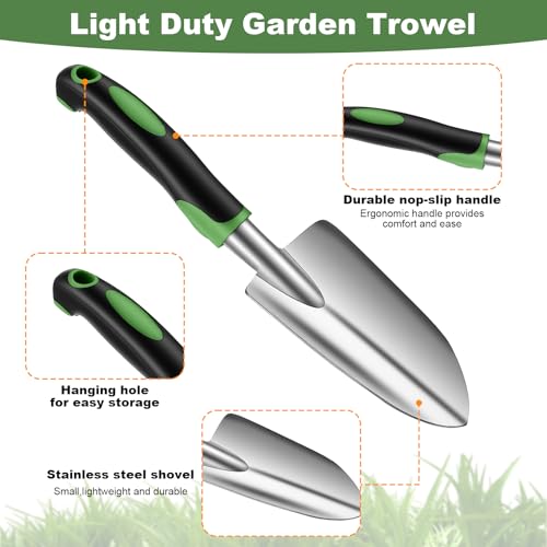 PercyEffie10 Pcs Garden Trowel Bulk, Heavy Duty Shovels Garden Tool, Small Shovel for Digging Metal Hand Trowel Spade with Soft TPR Handle for Flower Soil Planting Digging Transplanting