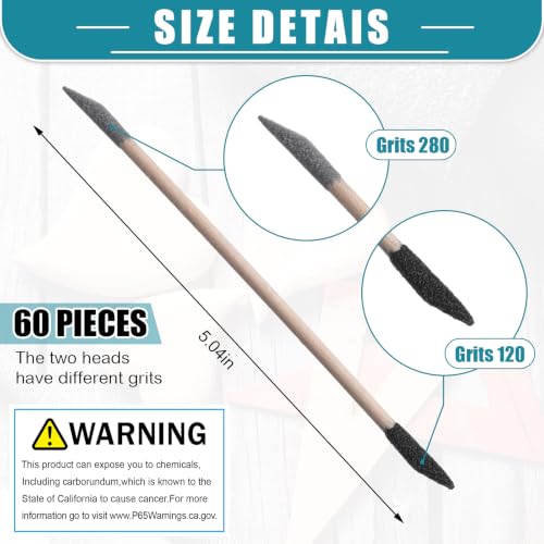 Lasnten 131 Pcs Sanding Sticks Set 360 Degree Rotating Holder 40 Polishing Sticks 30 Sanding Twigs 60 Double Side Slanted Twigs for Plastic Models Jewelry Woodworking Hobby Arts Crafts (Fashionable) Fashionable