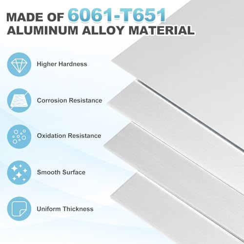 MECCANIXITY 6061 T651 Aluminum Sheet Metal, 11.8" x 11.8" x 0.08" Rectangle Flat Plain Aluminum Plate Covered with Single Protective Film Heat Treatable for DIY Crafting Industry(Silver) 11.8" x 11.8" x 0.08" 1