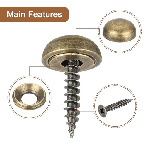 uxcell 30Pcs Brass Decorative Screws with Caps, 15mm Mirror Screws Cover Self-Tapping Screws for Furniture Fixing, Bronze (Pack of 2) 15mm (Pack of 2)