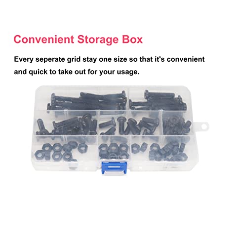 cSeao 60pcs 5/16"-18 Black Hex Socket Cap Screws and 5/16-18 Hex Nuts Assortment Kit, 1" 1-1/8" 1-1/4" 1-1/2" 2" 2-1/4"