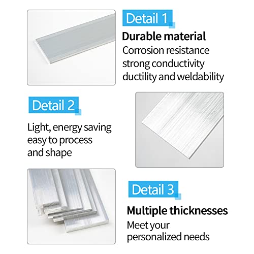 Feelers 6061 Aluminum Bar 5/16" Thickness x 1" Width x 12" Length Aluminum Solid Square Bar, 3 Pcs 5/16" THK - 3 Pcs 1"W x 12"L