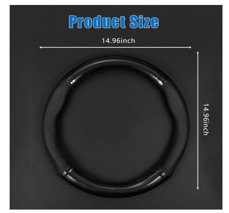 1 Pack Car Breathable Steering Wheel Cover, Wear -Resistant Steering Wheel Sleeve, Carbon Fiber Non-Slip Steering Wheel Protector, Four Seasons Universal Steering Wheel Set (Black #Circular) Circular Carbon Fiber Black
