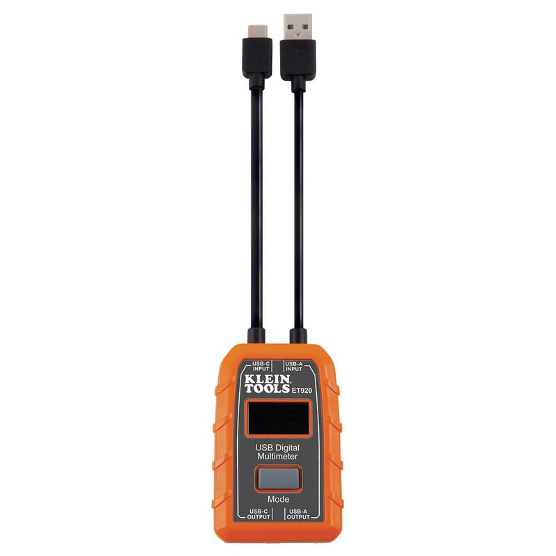 Klein Tools ET920 USB Power Meter, USB-A and USB-C Digital Meter for Voltage, Current, Capacity, Energy and Resistance Electric Circuit Testing Device USB-A and USB-C Meter