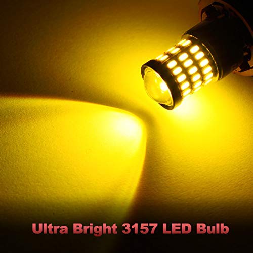 Yorkim 3157 LED Bulb Amber Bright 3156 LED Brake/Tail Lights with Projector - 3056 3156 3156A 3057 4057 3157 4157 T25 LED Blinker Light, Pack of 4