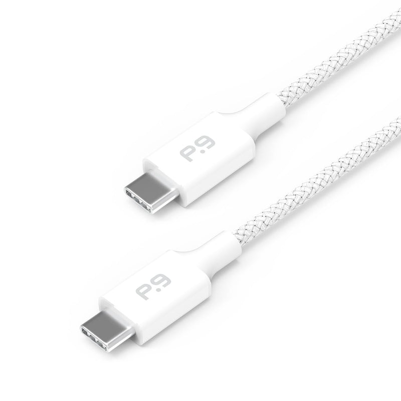 PureGear Braided USB-C to USB-C Cable (10ft) Power Delivery Charger Cord for iPhone 16,16Plus,16ProMax, 15, MacBook, iPad Pro 2020, Galaxy S24/S23/S22/S21 Ultra, Pixel9/8/7/6/5, & USB-C Devices(White) 10 FT White