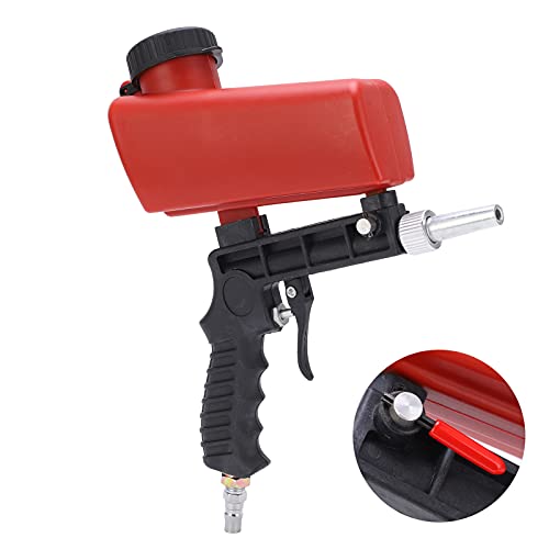 Sand Blasters,Sand Gun Kit for Air Compressor,Handheld Pneumatic Sandblaster Carbon Steel Small 90psi Sand Gun Set Spray Gun Blasting Machine with Container for