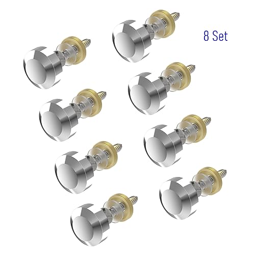 8 PCS 20mm Mirror Screws, Beveled Silver Lid, Bright Silver
