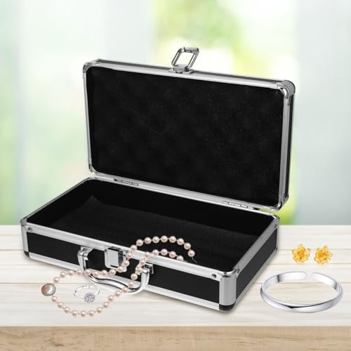 Healifty Lockable Tool Case Aluminum Alloy Box with Handle Portable Carrying Suitcase for Hardware Screws Accessories Jewelry Large Capacity Storage for Home Garage Workshop Office Travel