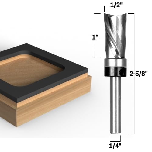 YONICO Flush Trim Router Bits Pattern Bit Ultra-Performance 1-Inch H X 1/2-Inch D Top Bearing Downcut 1/4-Inch Shank 32204q