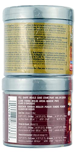 PC Products PC-Woody Wood Repair Epoxy Paste Kit with Mixing Tool, Two-Part 6 oz in Two Cans, Tan (83321) 6 oz with Tool