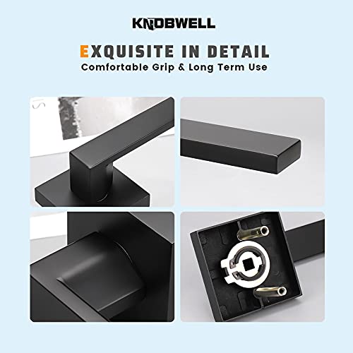 KNOBWELL 2 Pack Modern Dummy Lever Door Handle, Keyless Interior Door Dandle Set, for Closet or French Doors, Matte Black (Only Single Side Use) Half Dummy(One side, Screw inside)
