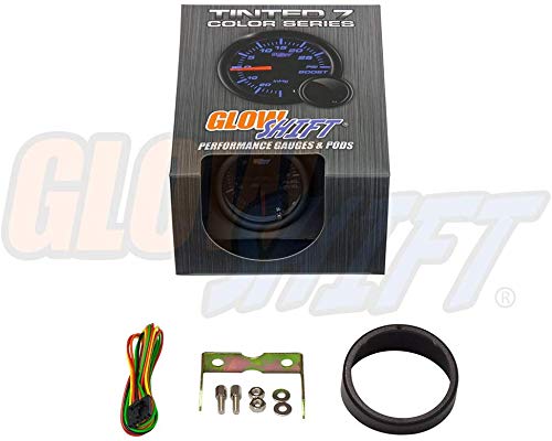 GlowShift Tinted 7 Color Adjustable Fuel Level Gauge - Black Dial - Smoked Lens - for Gas & Diesel Vehicles - 2-1/16" 52mm