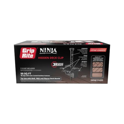 GRNJC31650 Grip-Rite Ninja Hidden Deck Clip, 90-Pack