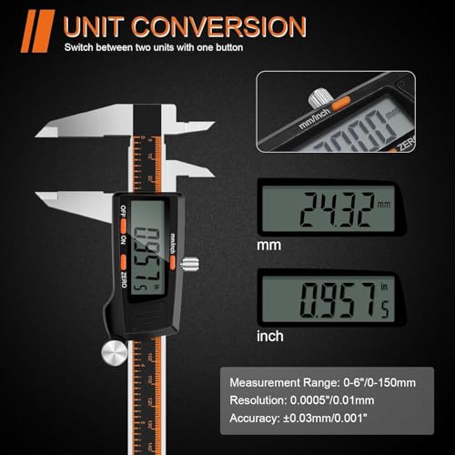 HARDELL Digital Caliper 6 Inch, Large LCD Screen Calipers Measuring Tool