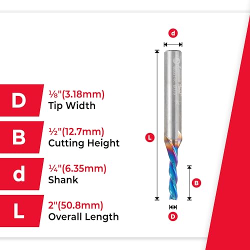 Amana Tool 46051-K SC Spektra Extreme Tool Life Coated Spiral Plunge 1/8 Dia x 1/2 CH x 1/4 SHK 2 Inch Long Down-Cut Router Bit