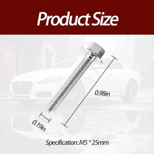 4PCS Car Ignition Coil Mounting Bolt Screws Kit, OEM#W706175S43 Stainless Steel Vehicle Ignition Bolt Screw Replacement Kit, Compatible with F-600 Super Duty E-350 (M5*25) M5*25