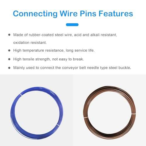 100FT Diameter 1.6MM Connecting Wire Hinge Pins Conveyor Belt Steel Buckle Threading Pins Wire Conveyor Belt Stainless Steel Rubber Covered Threading Pins for U1, 30m/Reel Blue