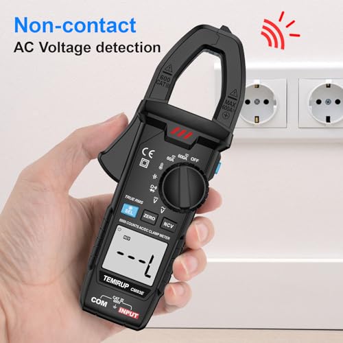 Clamp Meter 6000 Counts TRMS, 600A AC/DC Amp Meter, Multimeter Tester Black
