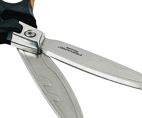 Fiskars PowerArc Heavy-Duty Scissors, Up to 30% More Power, Length 21cm, Durable Stainless Steel Blade/Plastic Handles, Black/Orange, 1027204 Single