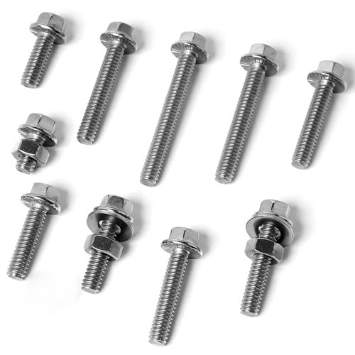 1/4-20 Flange Hex Bolts Screws Hex Nuts Flat Washers Kit, Stainless Steel 304, Fully Threaded Hex Bolt 1/4-20 x 1/2" 3/4" 1" 1-1/4" 1-1/2" 1-3/4" 2" Length