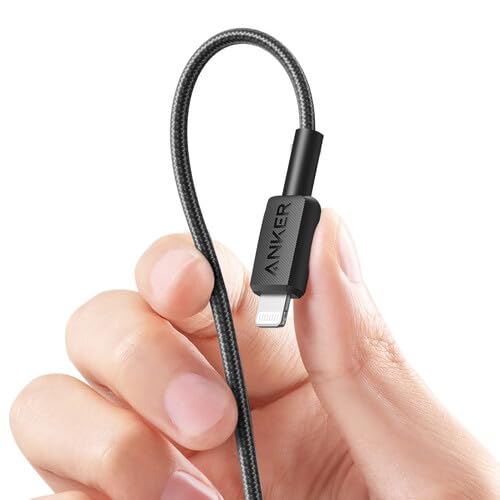 Anker 322 USB-C to Lightning Cable Braided MFi Certified iPhone Charger Cord for iPhone 15, 14, 13, 12, 11, iPad, AirPods – Durable Fast Charging Data Sync Cable Long Length – Black, 6ft, Pack of 3