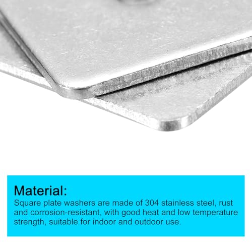 uxcell Square Washer, 10Pcs M8x35x35x3mm 304 Stainless Steel Square Plate Washers Flat Pad Spacer Gasket for Hardware Fastener 10