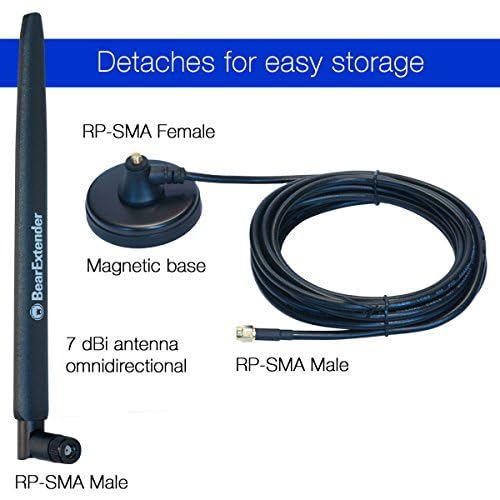 Heavy Duty 7 dBi Wi-Fi Antenna w/RP-SMA Extension Cable & Magnet Base