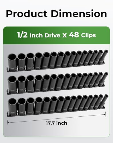 ALOANES 3PC Heavy Duty Aluminum Build Quality Socket Organizer 3PC, 1/2-inch Drive Black