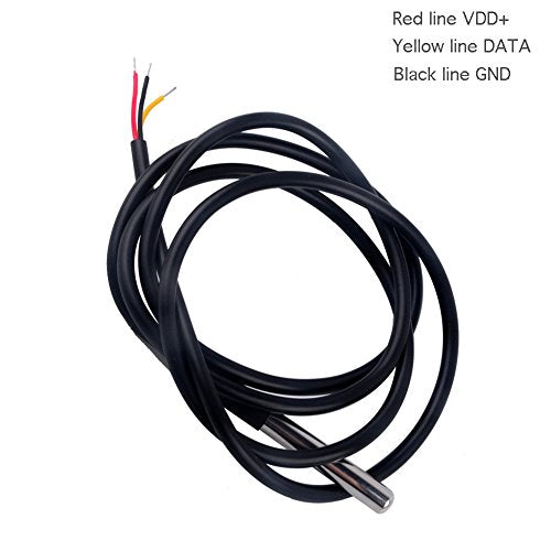5PCS DS18B20 Temperature Sensor, Waterproof Temp Digital Thermal Stainless Steel Tube Probe 3M 118.1 inch for Raspberry pi, Arduino 3 Meters DS18B20 Temperature Sensor
