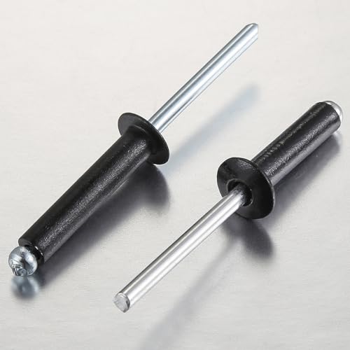 Wensilon (250Pcs) 3/16"x1/2" Black Aluminum blind pro Rivets,Aluminum Grip and Steel Mandrel 3/16"x1/2"