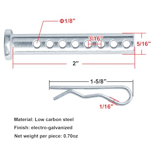 20 Pack 5/16" x 2"Clevis Pins with R Clips,Adjustable Universal Clevis Pins
